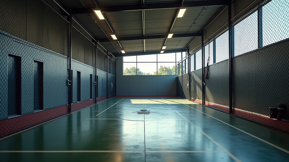 Wide angle view of Diamond Elite Batting Cages facility