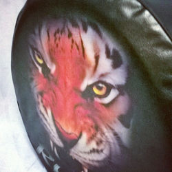 Closer look on the tiger tire cover___apparelisme _#variasi #sarungban #coverban #kulit #tirecover #