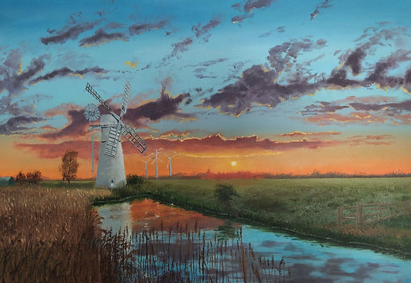 Thurne Windmill Norfolk, at Sunset