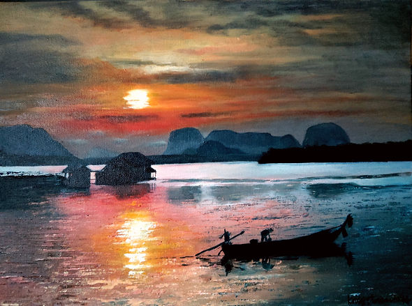 Thai Fisherman At The End of The day