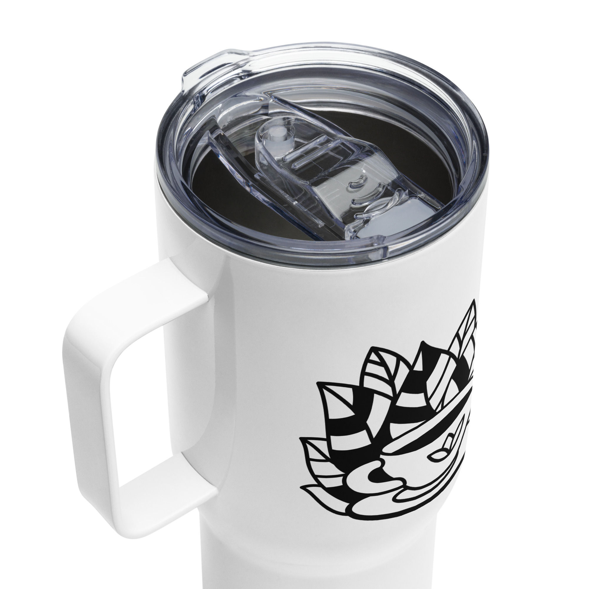 "Green tea & Coffee" Travel mug with a handle