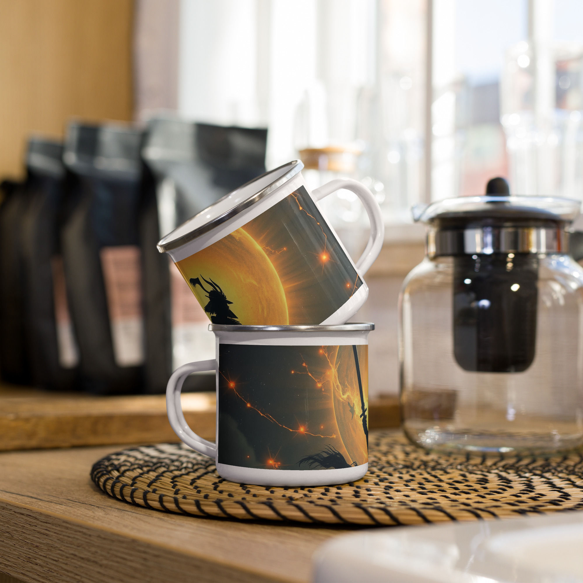 Enamel Mug ( samurai caught in the stars)