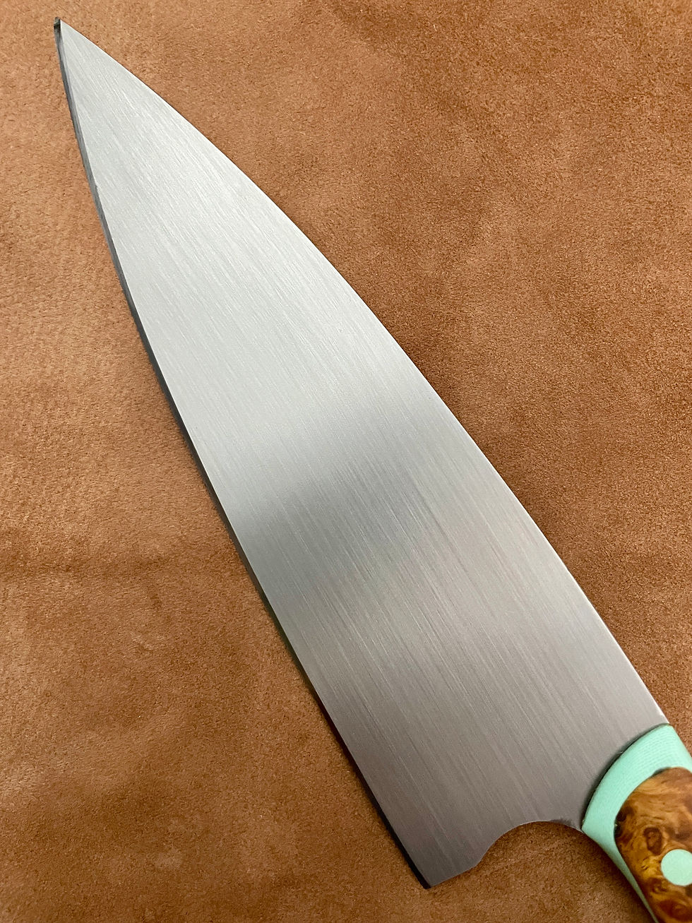 Thumbnail: Amboyna Burl Chefs Knife with Tiffany Blue liner