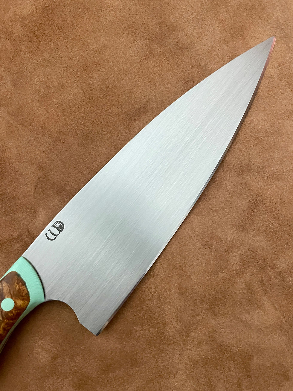 Thumbnail: Amboyna Burl Chefs Knife with Tiffany Blue liner