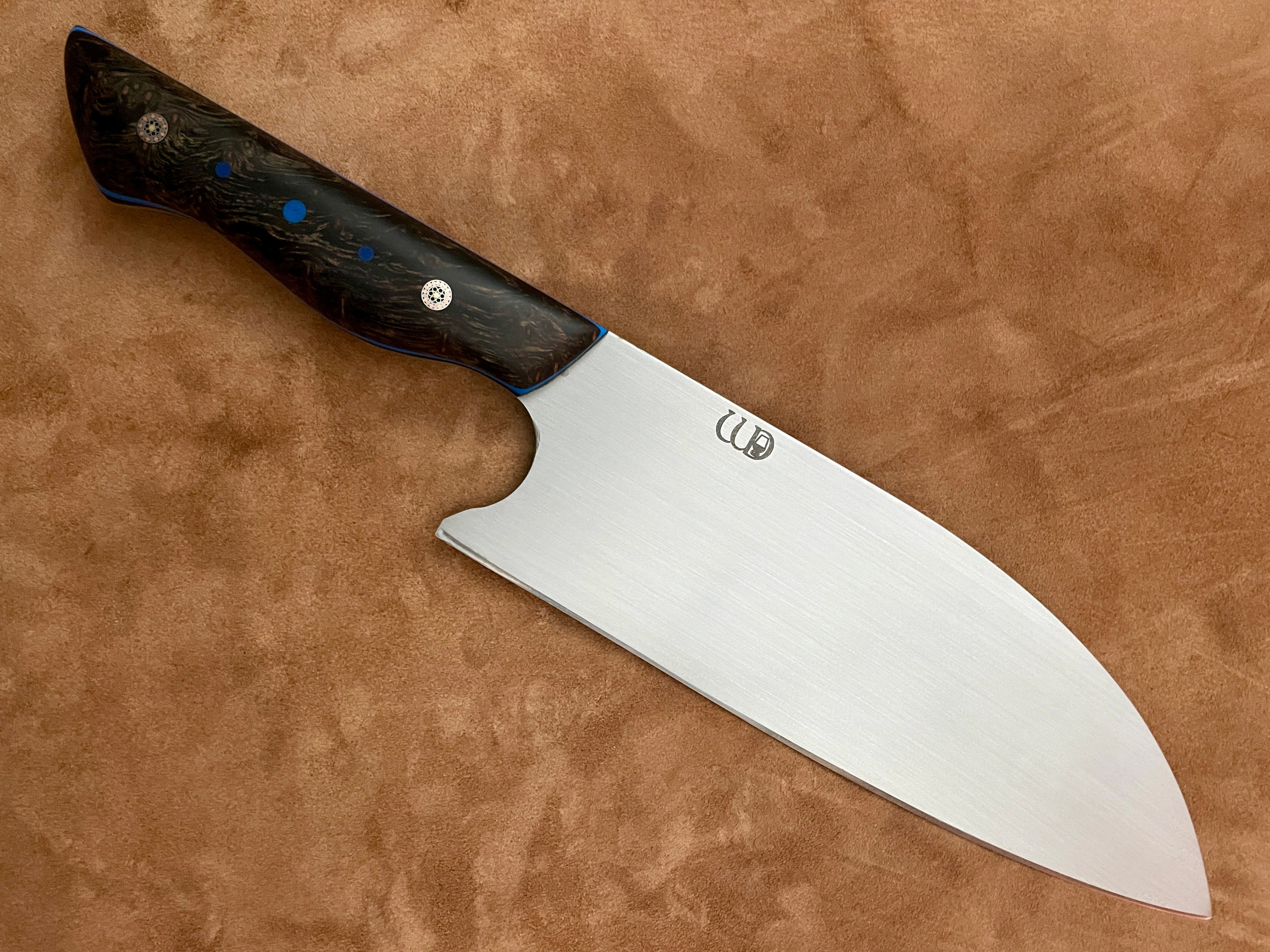 Black Amboyna Burl 12.5” Santuko Style Chefs Knife