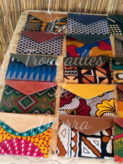 Miniature : Pochette cuir & wax