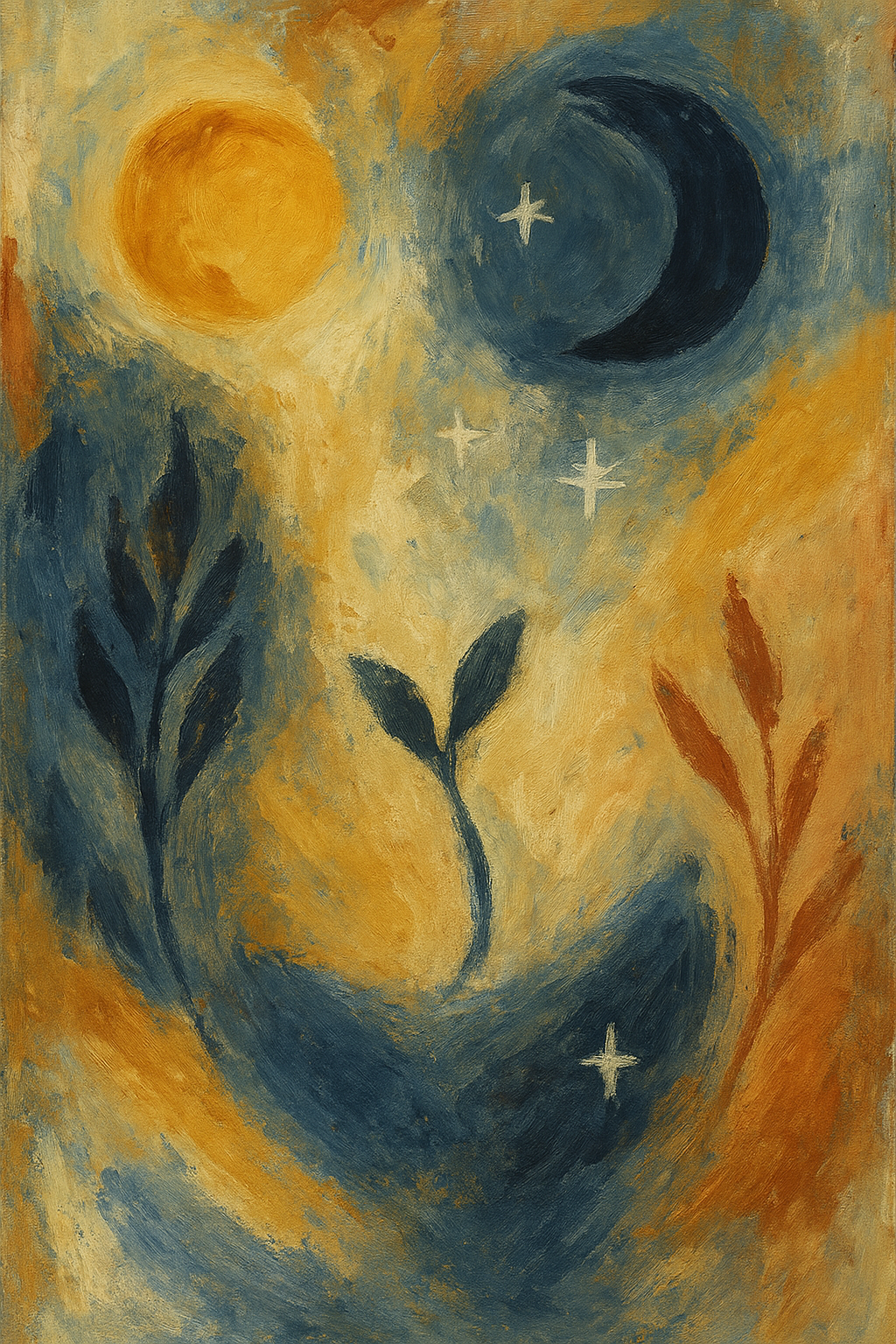 Abstract printable art: Power of moon and sun