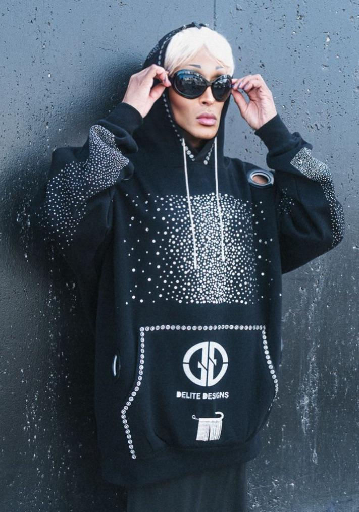 Black Bling Logo Grommet Hoodie