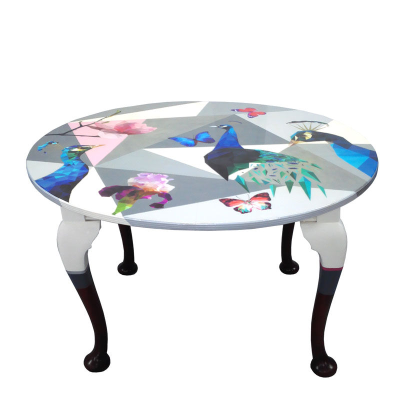 Thumbnail: Edwardian Hand Painted Peacock Dining Table on Cabriole Legs