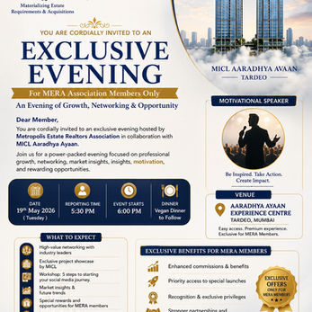 EXCLUSIVE INVITATION ✨

An immersive experience of luxury, refinement & distinction

We are delighted to host you for an exclusive unveiling of

Aaradhya AVAAN – A World Beyond ✨

Exclusively for MERA Members Only