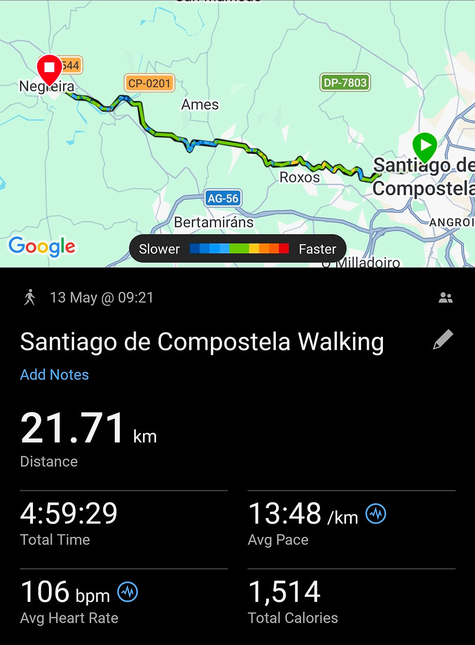 Day 13 - Santiago de Compostela to Negreira - 21.7km