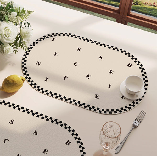 Thumbnail: Oval Waterproof & Oil-Proof Placemat with Classical Aesthetic Design