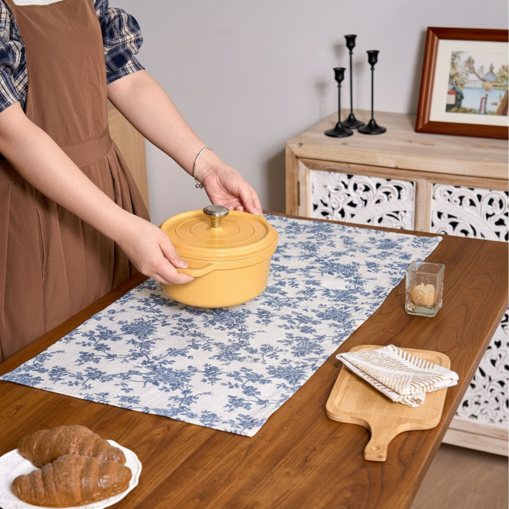 European-Style Cotton-Linen Fabric Placemat