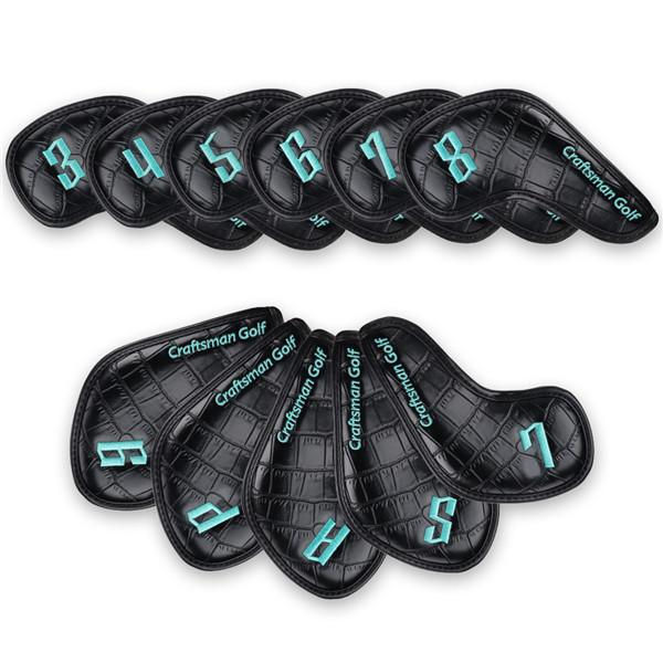 Black Crocodile Pattern Leather Iron Head Cover Set