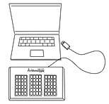 Cartoon of ArithmeType being plugged into a laptap