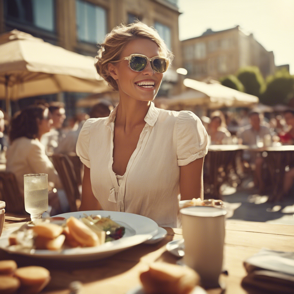 woman siting outside eating