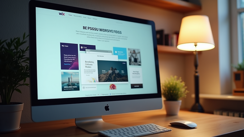 Eye-level view of a selection of Wix website templates on a computer screen