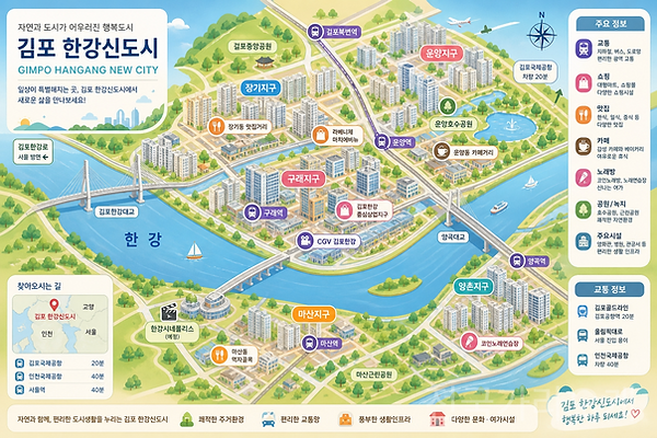 김포한강신도시 지도 일러스트