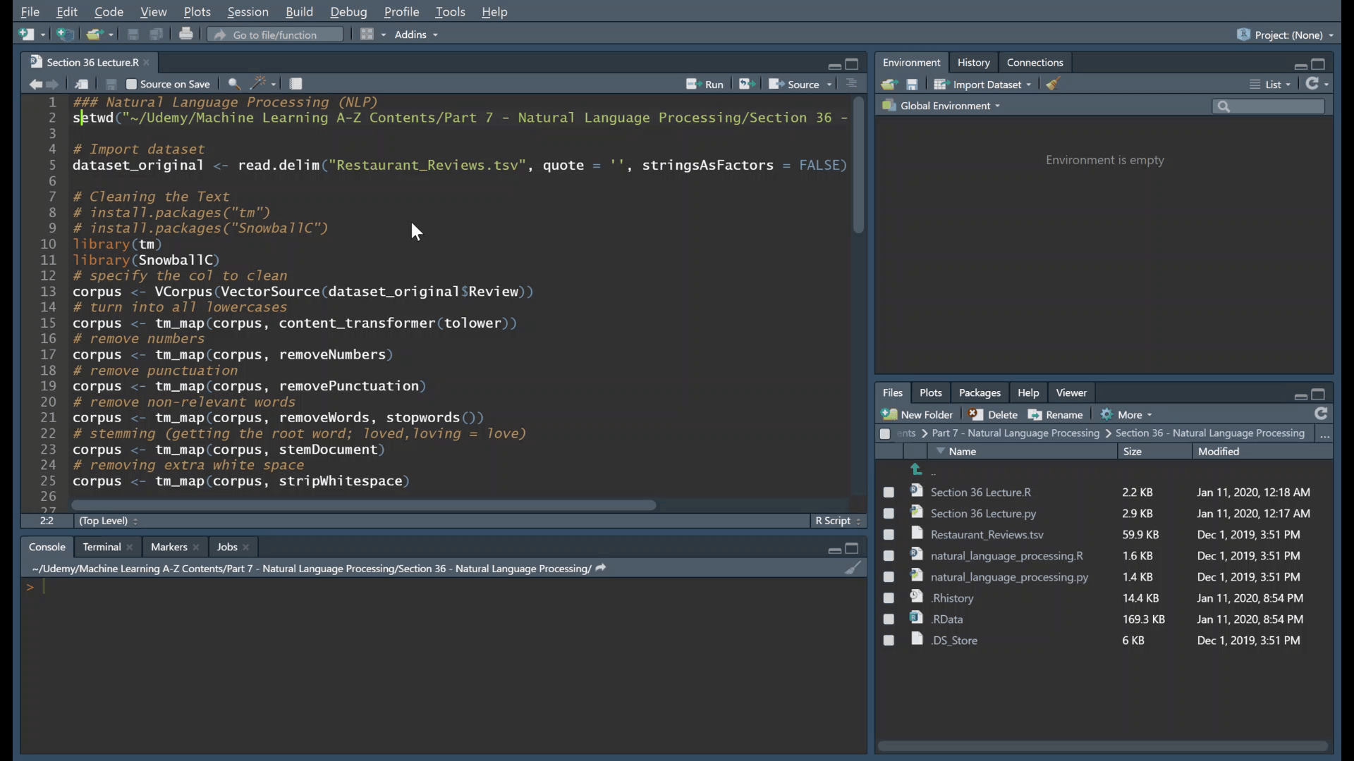 Machine Learning (Natural Language Processing)