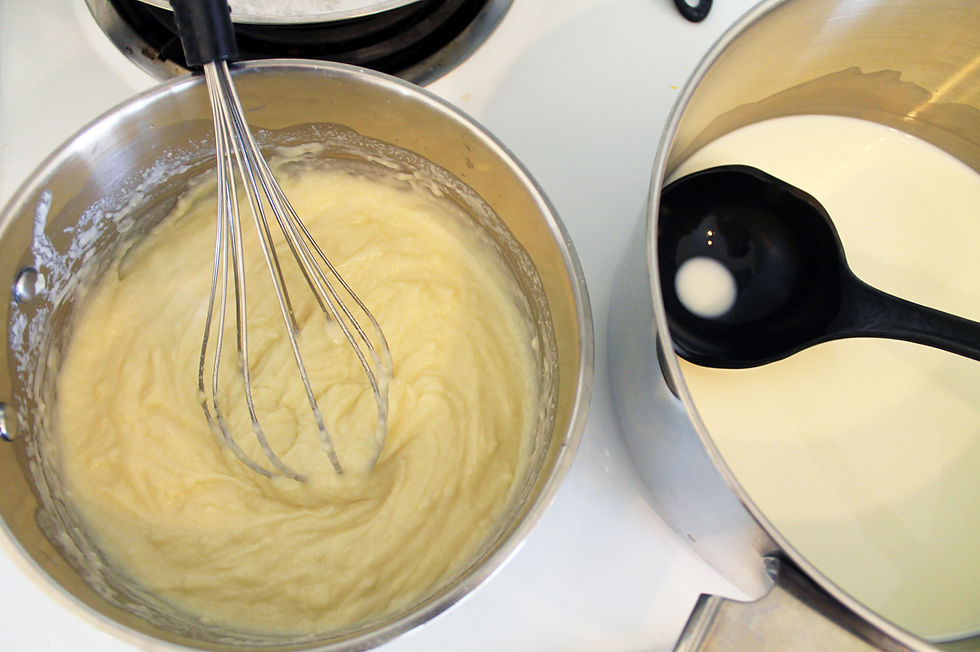 Mixing the paste with boiled milk