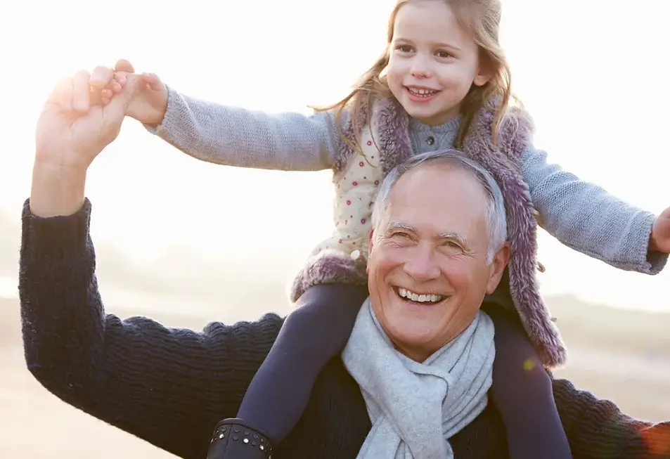Happy Grandad after vist to eye specialists Lancashire