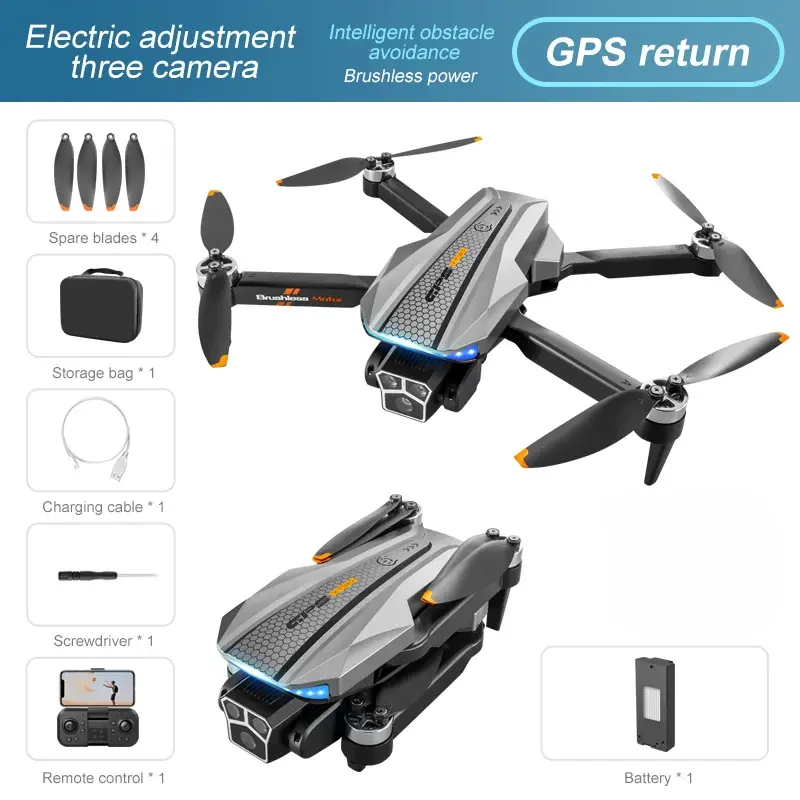 2024 New YT130 Drone GPS 4K FPV Three Camera Drones Brushless Electric Adjustmen