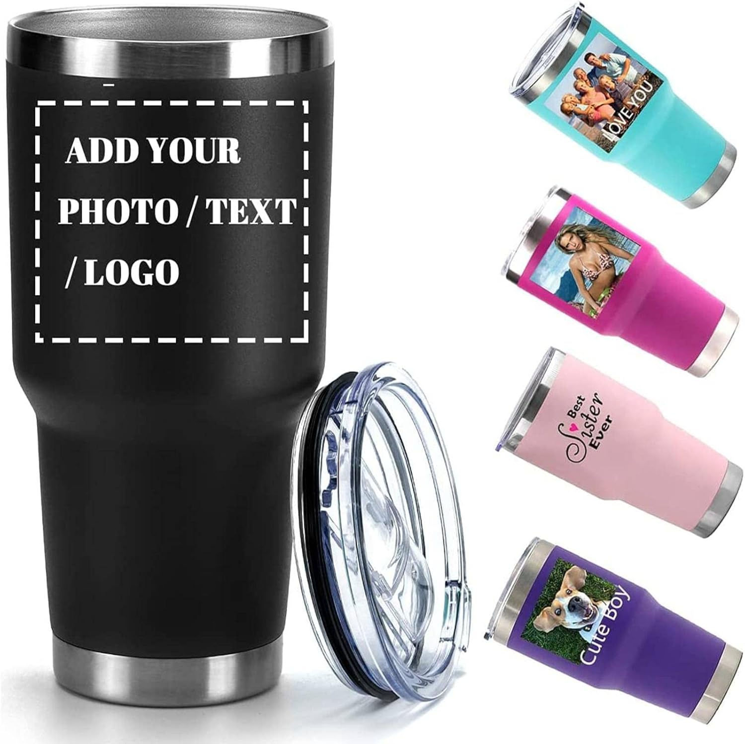 Custom Tumblers With Lid And Straw-Laser Engraved With Name Logo Text Image-Pers