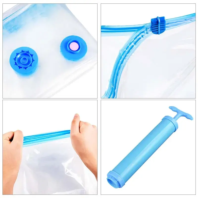 Thumbnail: Vacuum Bag for Clothes Storage Bag with Valve Transparent Border Folding Compres