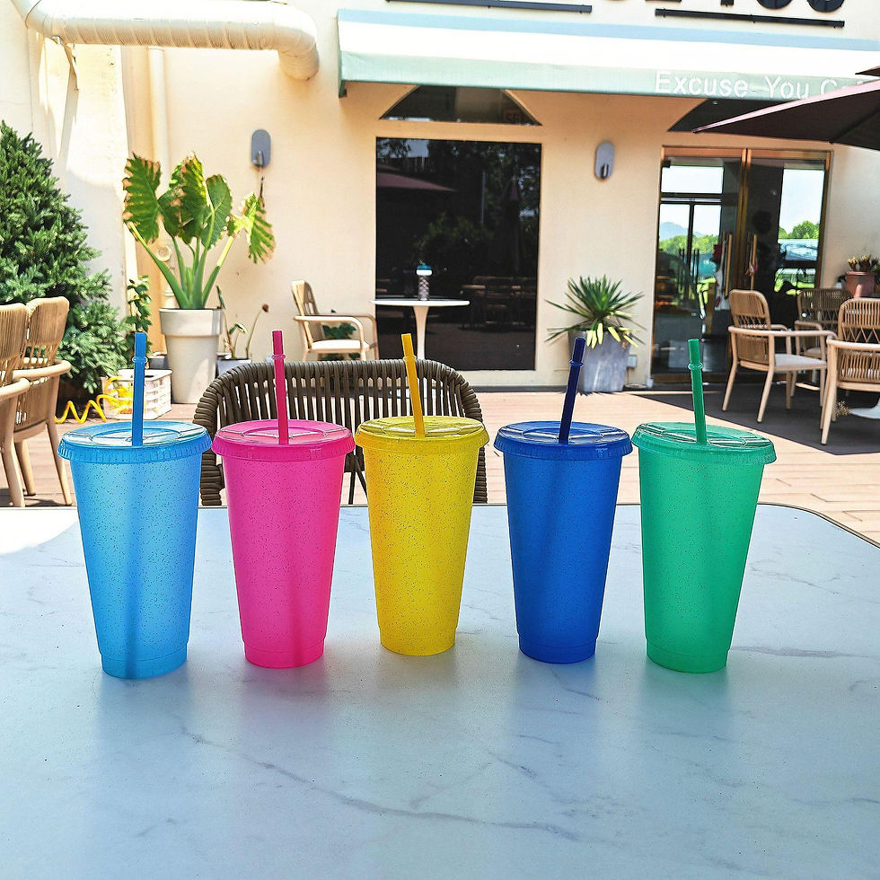 Thumbnail: 710/500ML Water Bottle with Straws Lid Plastic Reusable Personalized Drinkware C
