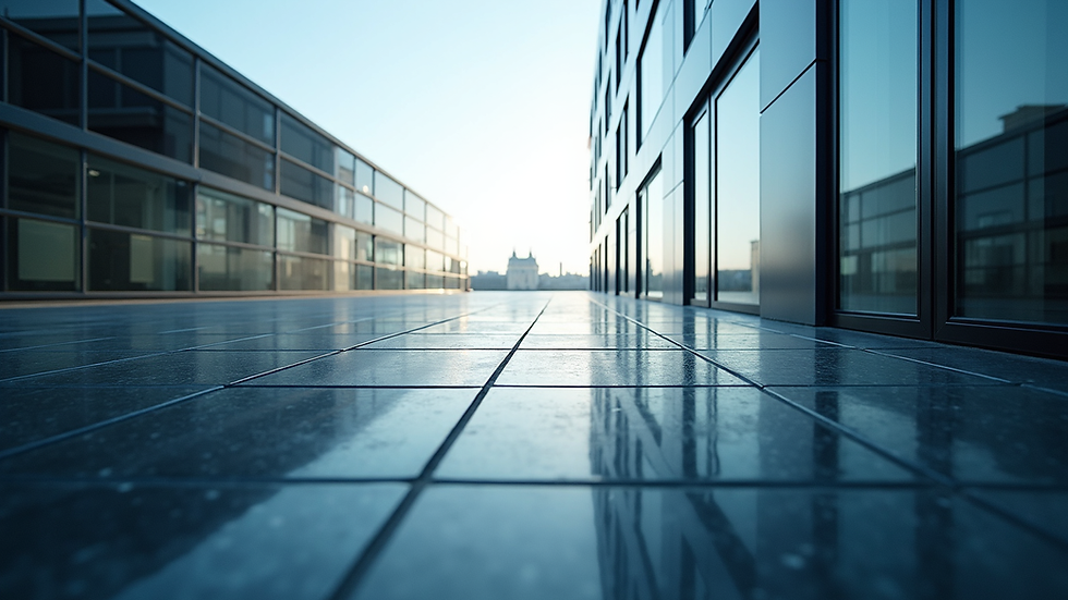 Eye-level view of a modern office building in London
