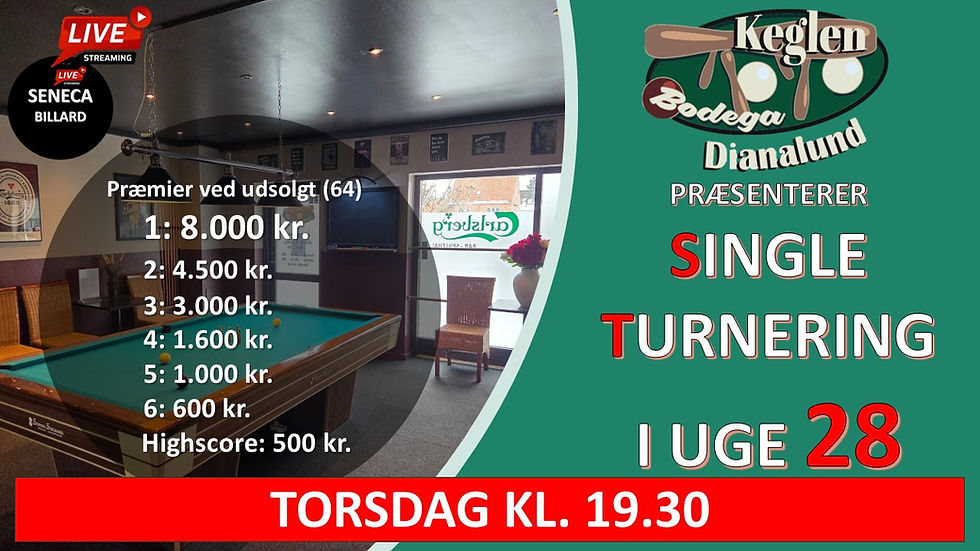 Single uge 28 på Keglen i Dianalund. Torsdag Kl. 19.30