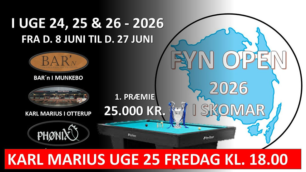 Fyn Open 2026 på Karl Marius i Otterup Fredag Kl. 18.00