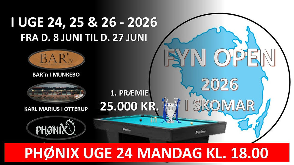 Fyn Open 2026 på Phønix i Nyborg Mandag Kl. 18.00