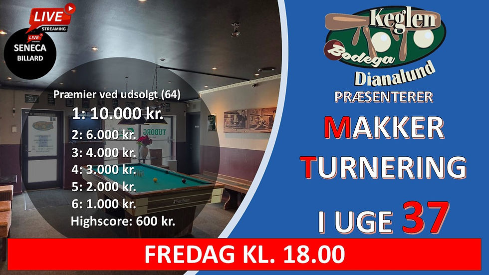 Makker uge 37 på Keglen i Dianalund. Fredag Kl. 18.00
