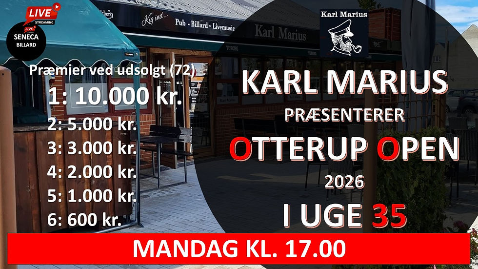 Otterup Open 2026 i uge 35 Mandag kl. 17.00