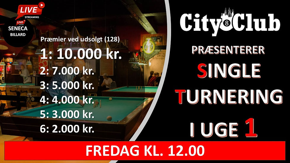 Single uge 1 på City Club i Odense Fredag Kl. 12.00