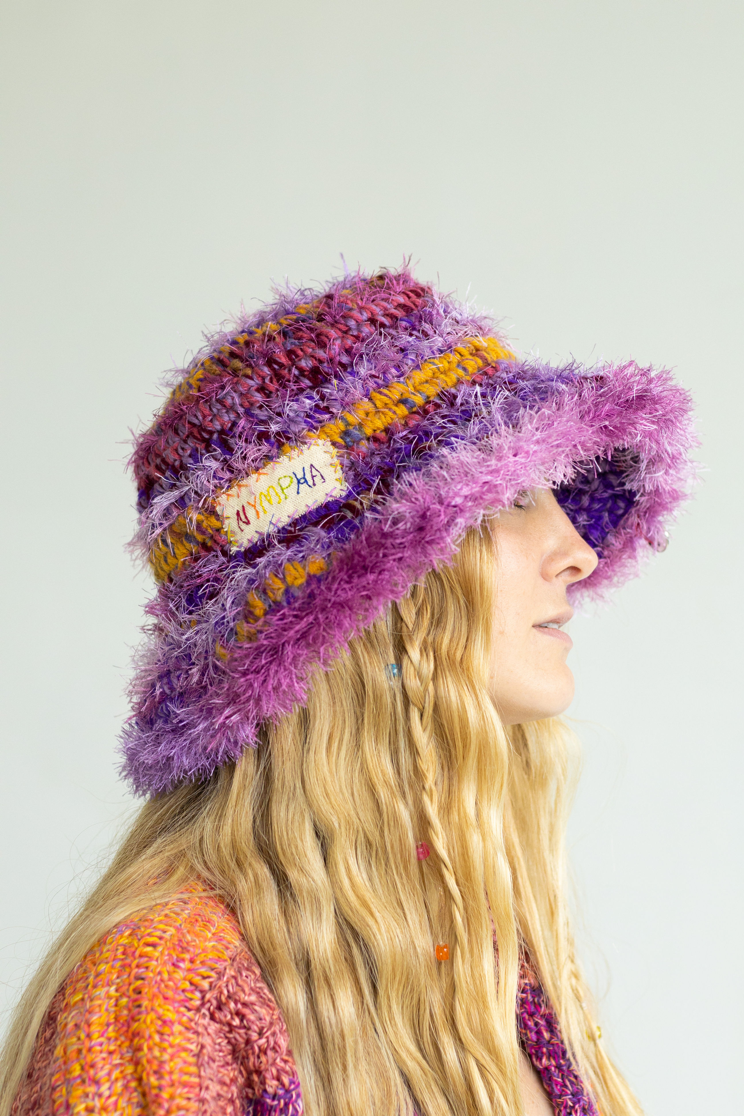 pink orange hat