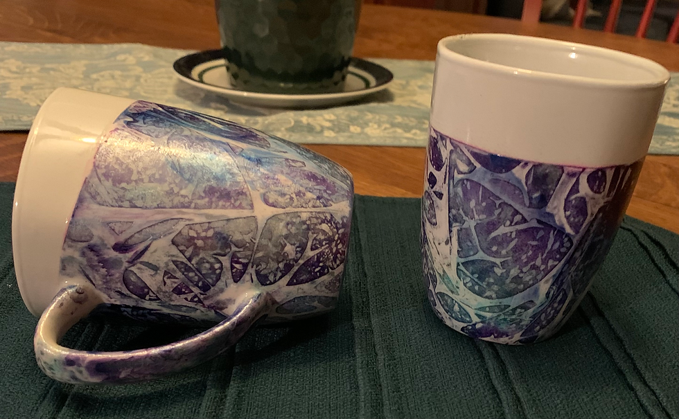 Thumbnail: Purple alcohol ink mugs set of 2