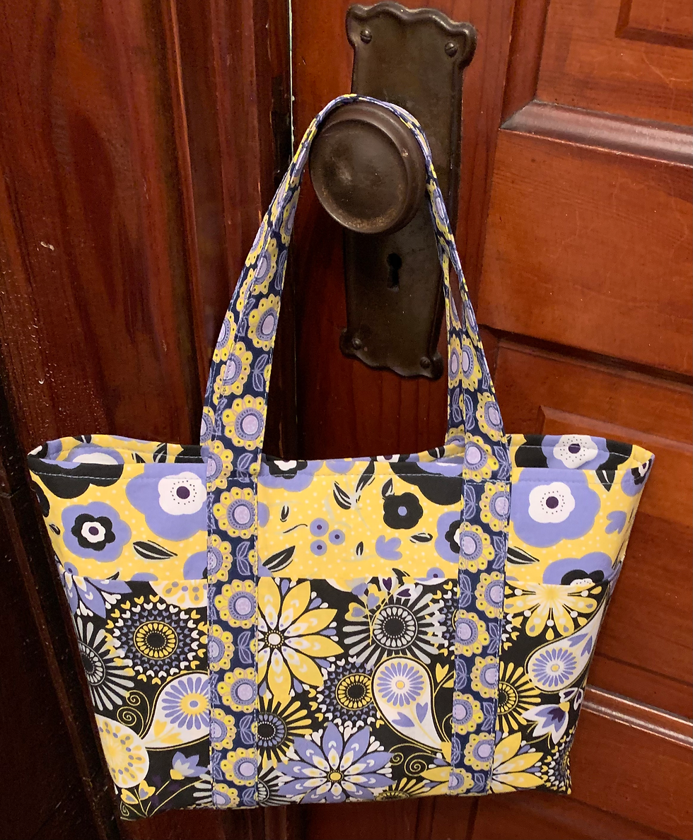 Thumbnail: Purple and yellow daisy 6 pocket purse