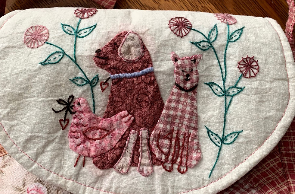 Thumbnail: Quilted pink purse and coin purse set