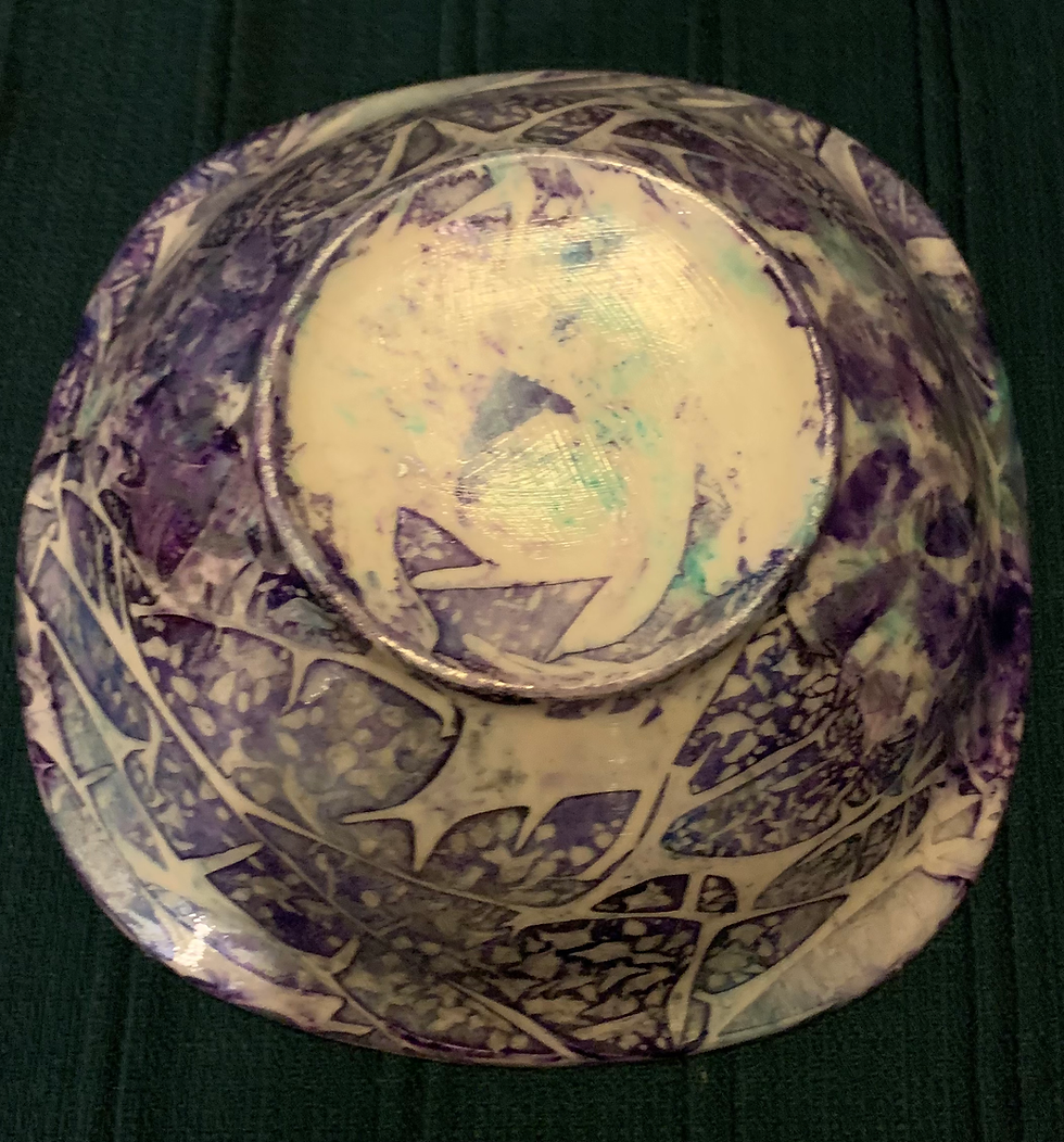 Thumbnail: Purple and turquoise fluid art serving bowl