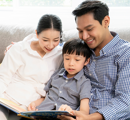 Family reading The Voice of God