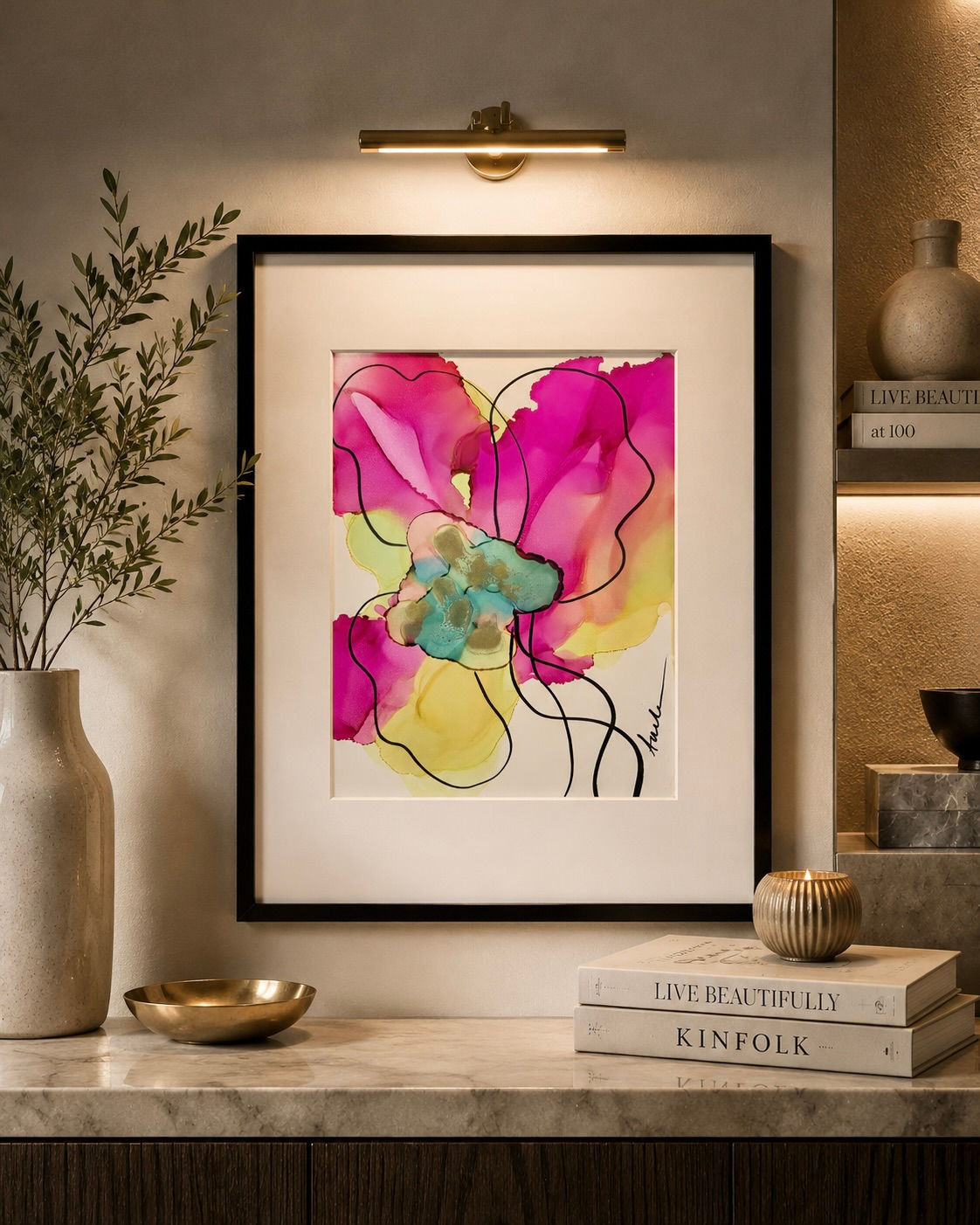 Original Abstract Alcohol Ink Painting - In Her Light
