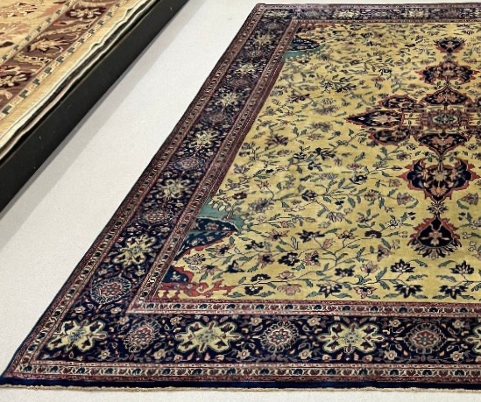 Thumbnail: This Oriental India rug features a striking medallion motif in burgundy and gold colors.