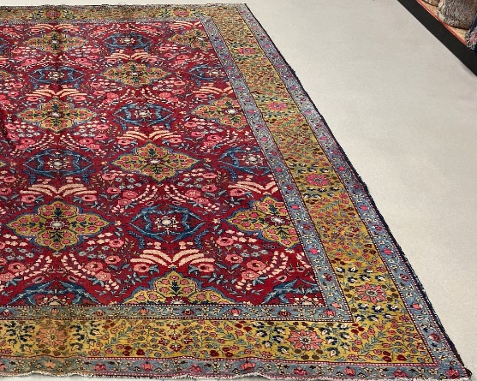 Thumbnail: Persian Tabriz rug originated in the 1950s. This Persian rug features a striking floral motif in multicolor.