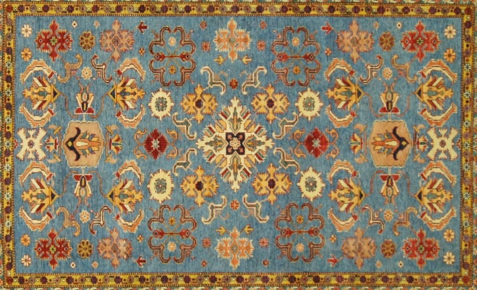 Thumbnail: Introducing our luxurious hand knotted Afghan rug, featuring a stunning Caucasian design.