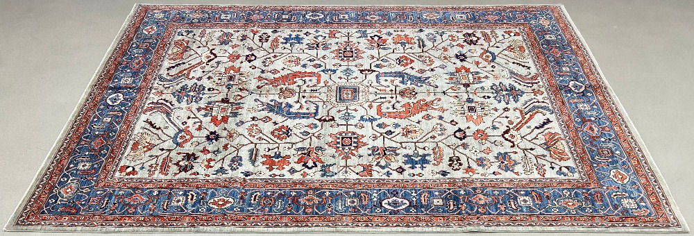 Introducing the Afghani Rug with a stunning Tabriz design, hand-knotted by skilled artisans in Afghanistan.