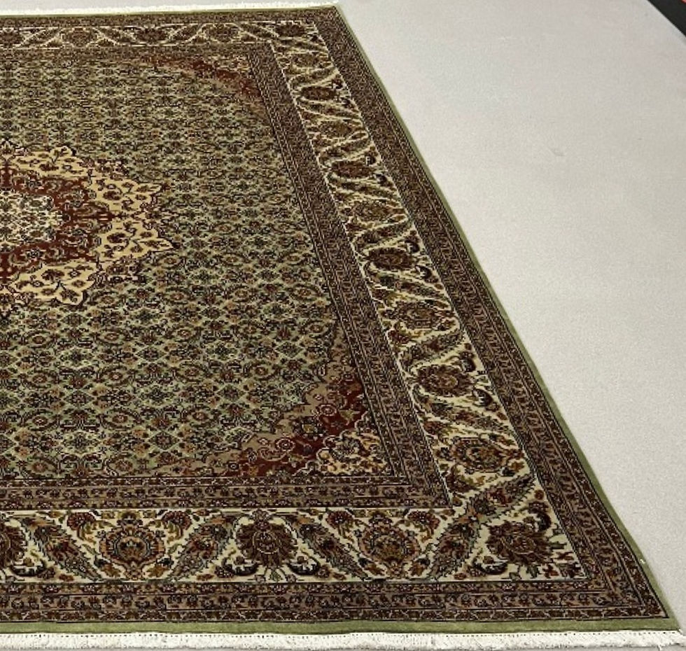 Thumbnail: India rug Tabriz design. This India rug features a stunning medallion motif in natural colors.