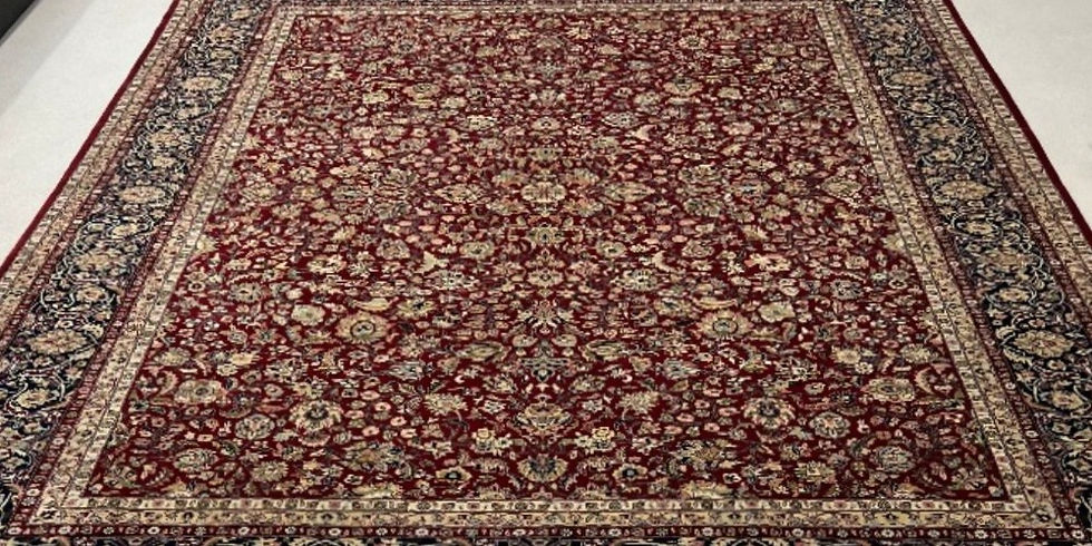 Thumbnail: India rug. This Oriental rug features elaborate floral design. This is a hand knotted rug made with superfine wool.