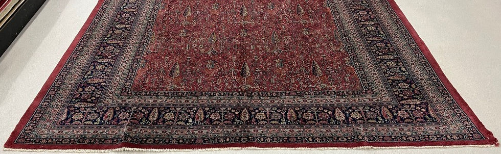 Thumbnail: This oriental rug highlights the luxurious pattern. It features a nature motif in deep red and green colors.